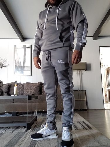 Customer photo review of Solid One Stripe Track Pants Cool Grey (100-401)
