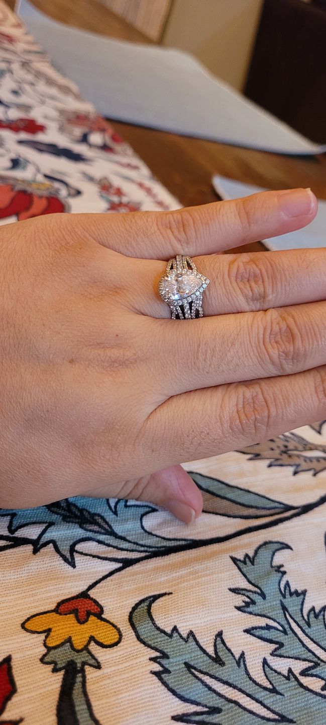 Customer photo review of S925 Halo 2.2Carat Pear Cut Engagement Ring In Sterling Silver Everyday Wearable Ring