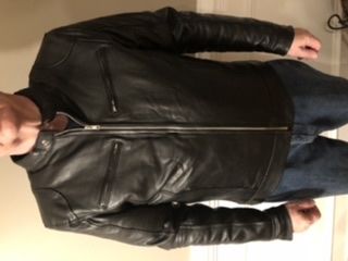 Customer photo review of Black Moto Leather Jacket