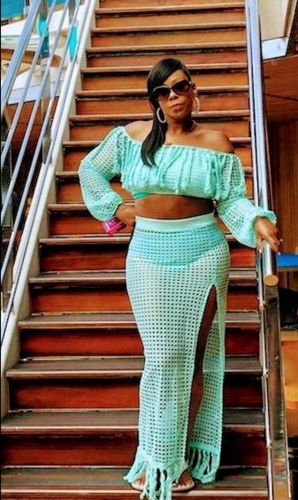 Customer photo review of Mesh Tassels Crop Top & Skirt Set