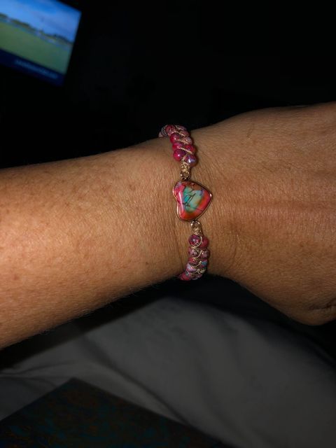 Customer photo review of Handmade Imperial Jasper Heart Beaded Bracelet