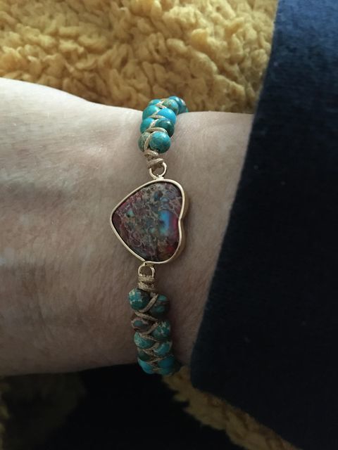 Customer photo review of Handmade Imperial Jasper Heart Beaded Bracelet