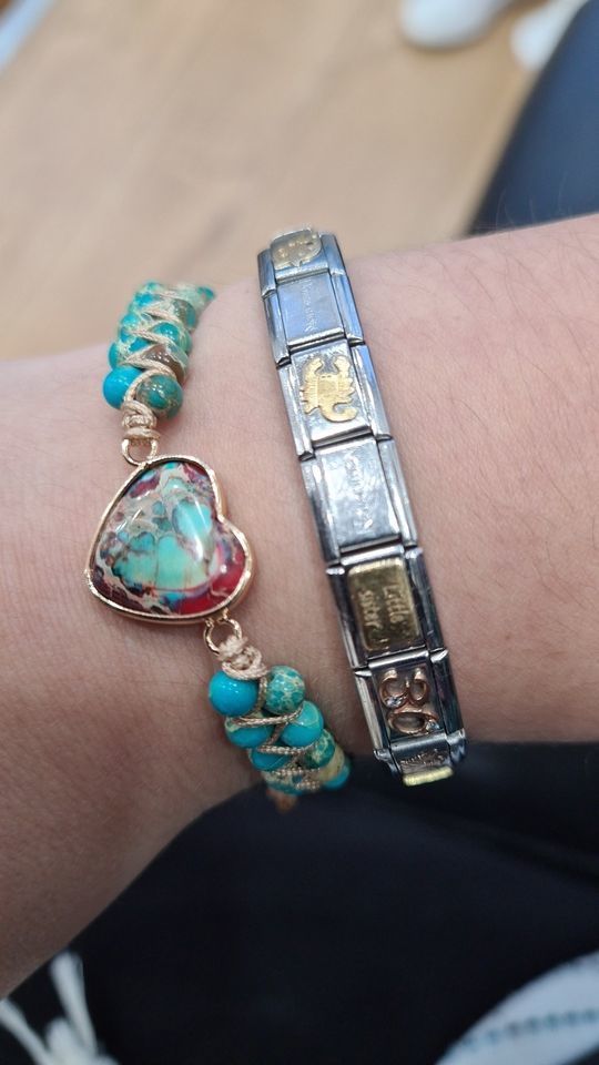 Customer photo review of Handmade Imperial Jasper Heart Beaded Bracelet