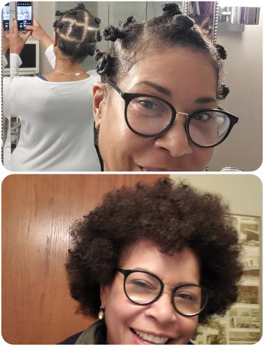 Customer photo review of Curly Hair Moisturizer for Hair Growth with Organic Avocado Oil and Hempseed Oil with Watermelon Fragrance