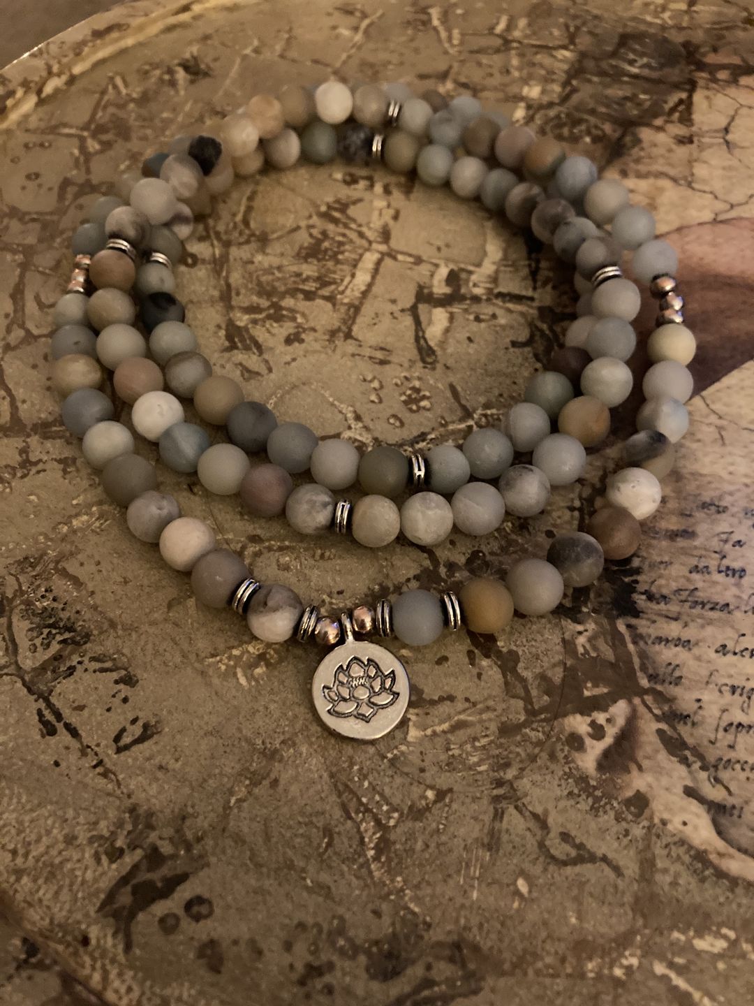 Customer photo review of 108 Natural Matte Amazonite Stone Mala Prayer Beads