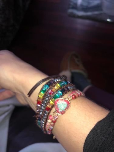 Customer photo review of Handmade Imperial Jasper Heart Beaded Bracelet