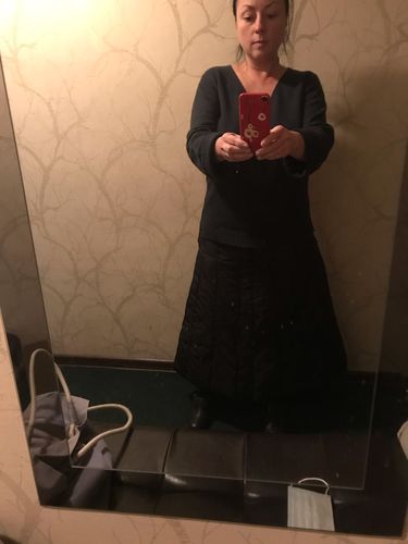 Customer photo review of High Waist Skirt Fashion New Women Elastic Waist Black 2021 Winter Pocket Goddess Fan Casual Style Loose Skirt ( Limited Stock)