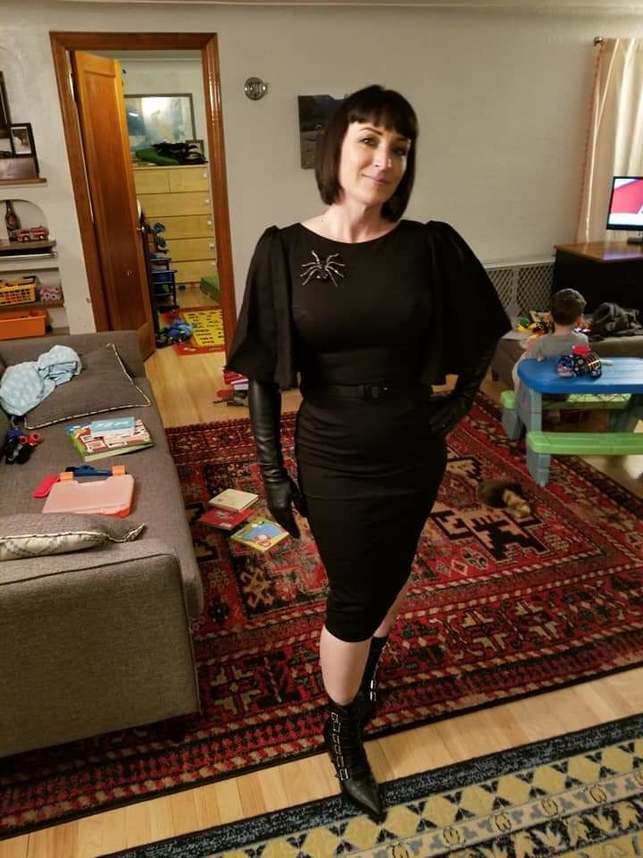 Customer photo review of Opera Gloves in Black Faux Leather