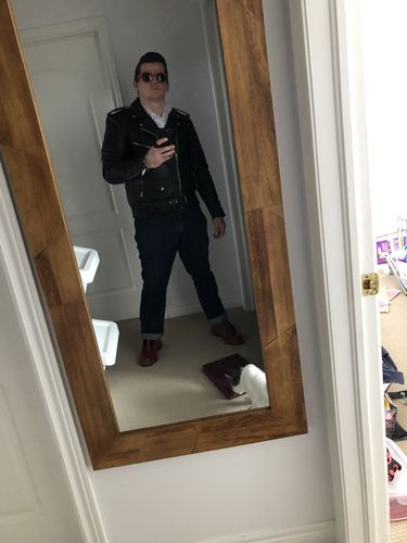 Customer photo review of "Perfecto" Biker Style Classic Black Premium Heavy Leather Jacket