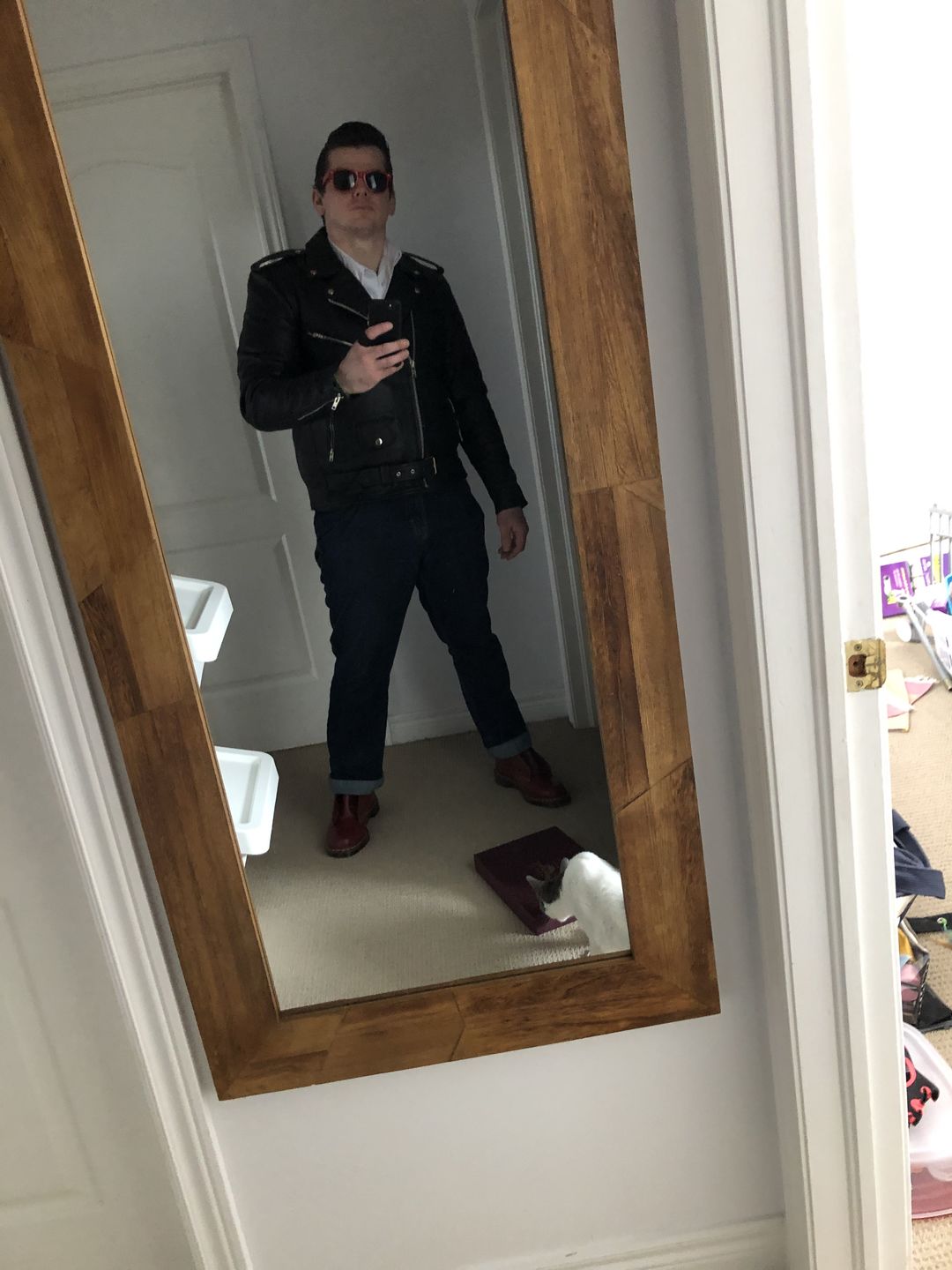 Customer photo review of "Perfecto" Biker Style Classic Black Premium Heavy Leather Jacket