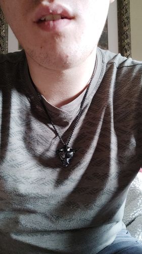Customer photo review of Black Hannya Mask Pendant Necklace (40% OFF)