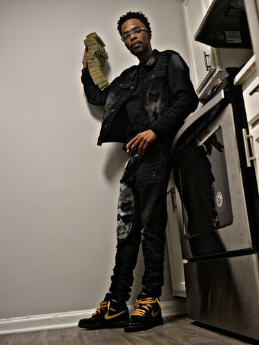 Customer photo review of Skull Print Skinny Fit Denim Black Wash (M5017D)