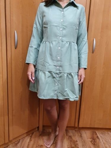 Customer photo review of Shirt Dress Long Sleeve Women Clothing Spring Winter Dress Button Turn-down Collar Ladies A-line Mini Party Dress