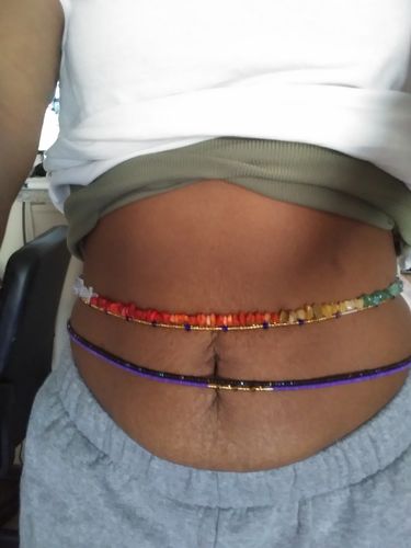 Customer photo review of Gold and Blue Crystal Waist Beads