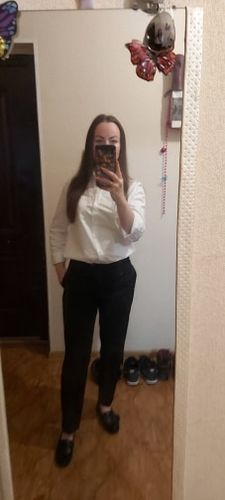 Customer photo review of Long Sleeve Casual Turn-down Collar OL Style Women Loose Blouses