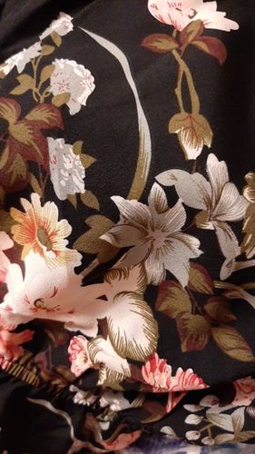 Customer photo review of Puff Sleeve Spring Winter Floral Dress Women Casual Bow Stand Collar High Wasit Long Sleeve Dress