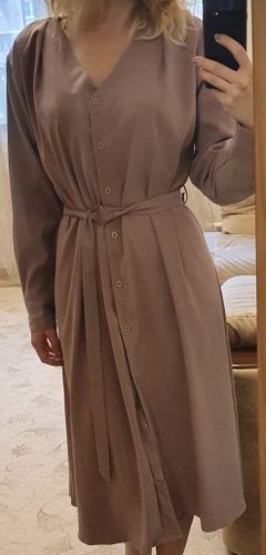 Customer photo review of Spring Elegant Long Sleeve Belted Women Dress Straight Loose Vestidos