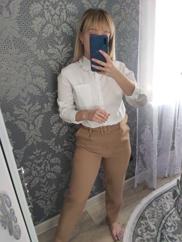 Customer photo review of Long Sleeve Casual Turn-down Collar OL Style Women Loose Blouses
