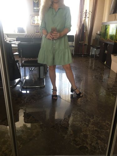 Customer photo review of Shirt Dress Long Sleeve Women Clothing Spring Winter Dress Button Turn-down Collar Ladies A-line Mini Party Dress