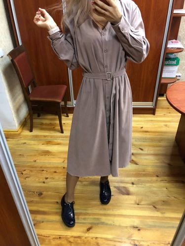 Customer photo review of Spring Elegant Long Sleeve Belted Women Dress Straight Loose Vestidos