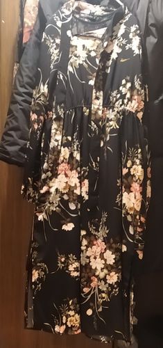 Customer photo review of Puff Sleeve Spring Winter Floral Dress Women Casual Bow Stand Collar High Wasit Long Sleeve Dress