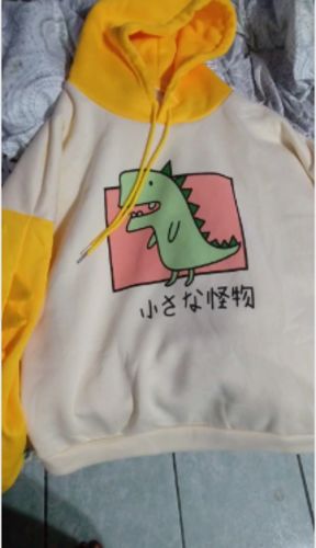 Customer photo review of Sweat Dinosaure T-Rex vert Jaune