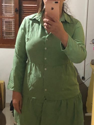 Customer photo review of Shirt Dress Long Sleeve Women Clothing Spring Winter Dress Button Turn-down Collar Ladies A-line Mini Party Dress