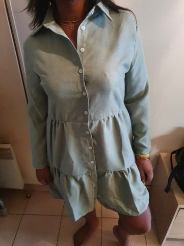 Customer photo review of Shirt Dress Long Sleeve Women Clothing Spring Winter Dress Button Turn-down Collar Ladies A-line Mini Party Dress
