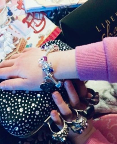 Customer photo review of Children's Granddaughter 'Purple Fairy Dream' Silver Plated Charm Bead Bracelet