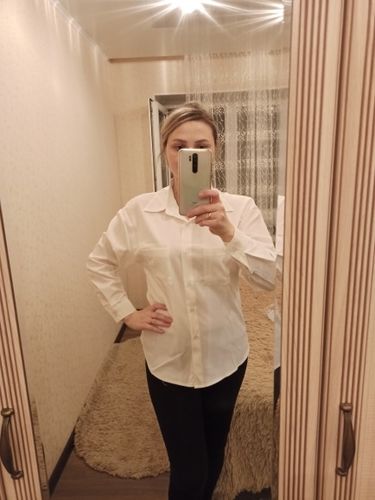Customer photo review of Women Blouse Tops Elegant Workwear Female Tops blusas femme 2020 Spring