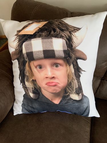 Customer photo review of Create A Custom Face Pillow