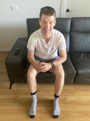 Customer photo review of Navy and White Pin Stripe