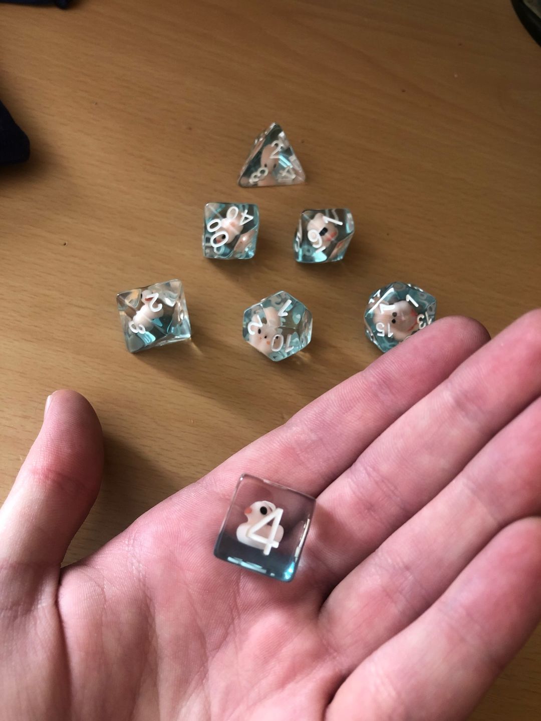 Customer photo review of Transparent Ducky - Dice Set