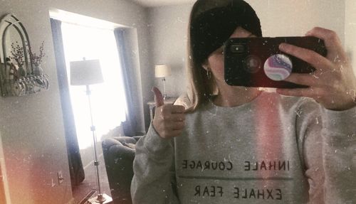 Customer photo review of Inhale Courage, Exhale Fear -- Sweatshirt