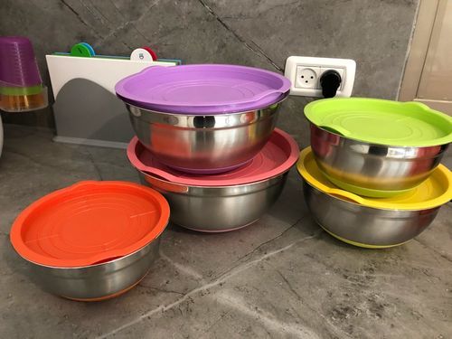 Customer photo review of Bol Mélangeur Inox avec Couvercle (Lot de 5)