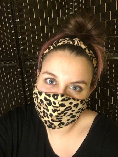Customer photo review of LEOPARD FACE MASK AND HEADBAND SET