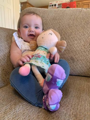 Customer photo review of Personalized Leyadoll Doll Backpack (Green)