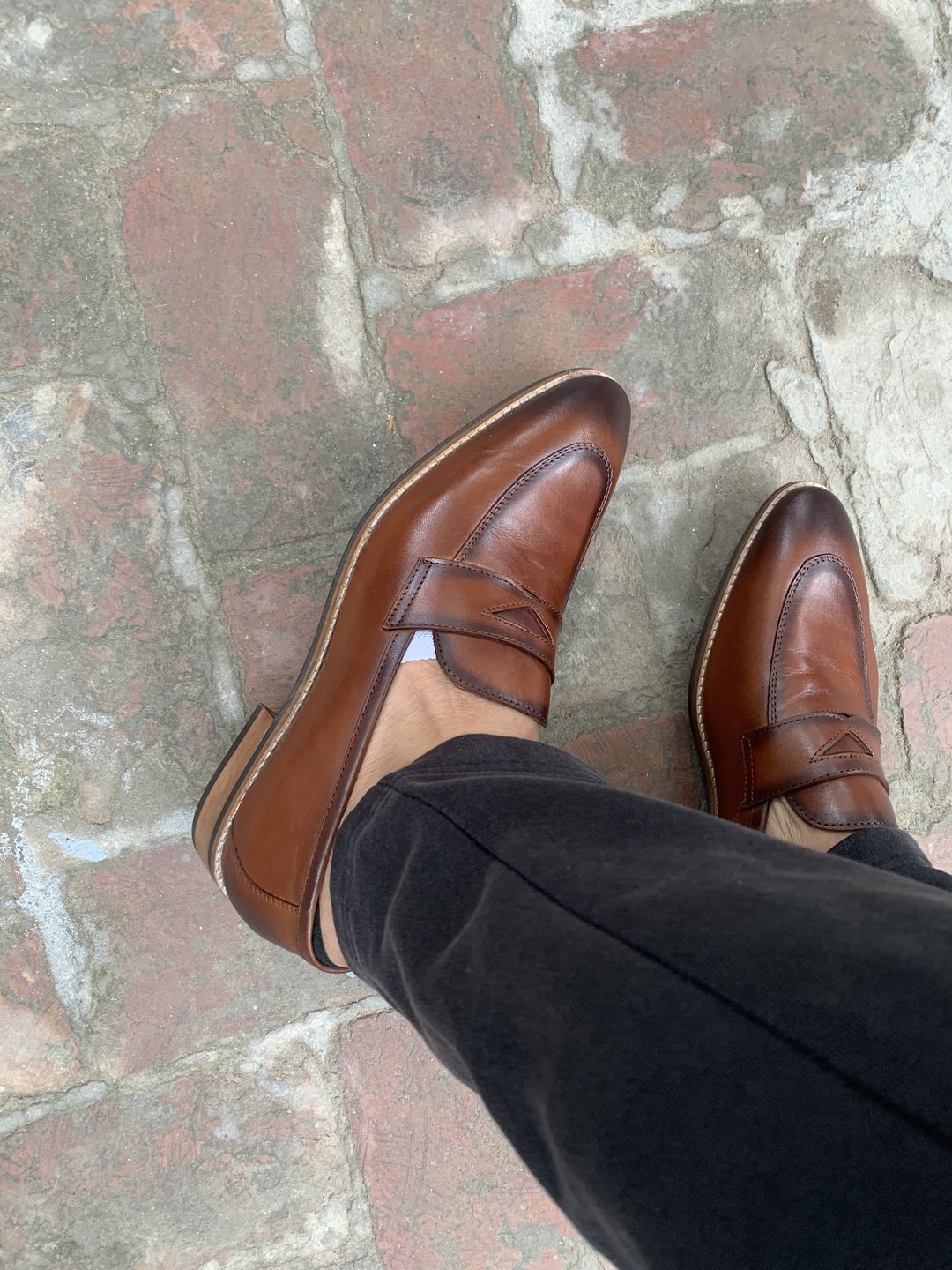 Customer photo review of Cognac Penny Loafers