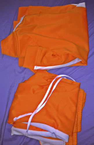 Customer photo review of Outside Solid One Stripe Track Jacket Orange - White (100-502)