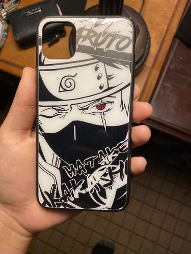 Customer photo review of Naruto Characters Sketch Tempered Glass Phone Case