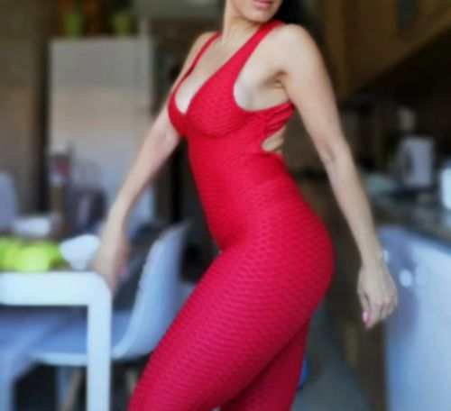 Customer photo review of GYMKARTEL® ANTI-CELLULITE AND PUSH UP JUMPSUIT - RED