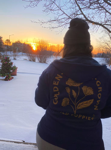 Customer photo review of Wild Poppies Slate Zip Hoodie