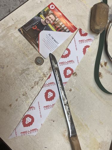 Customer photo review of 1 X 42 Inch Flexible Ceramic Sanding Belts, 12 Pack