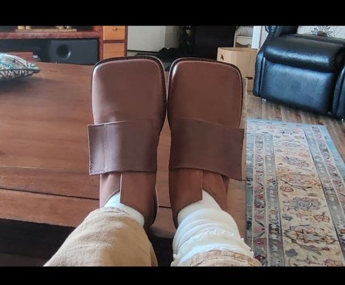 Customer photo review of Women Casual Retro Leather Short Boots