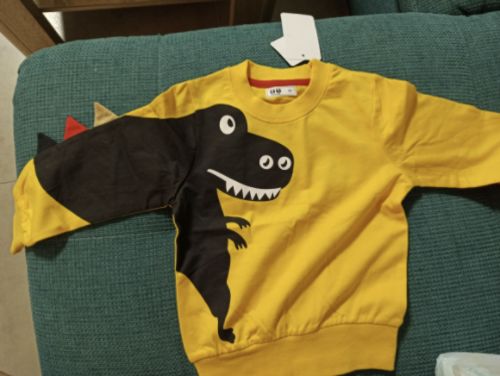 Customer photo review of Pull Dinosaure Enfant T-Rex Jaune