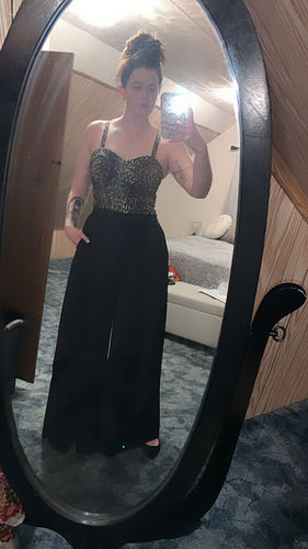 Customer photo review of Black Widow Palazzo Pants in Black