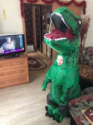 Customer photo review of Deguisement Dinosaure Gonflable T-Rex Vert