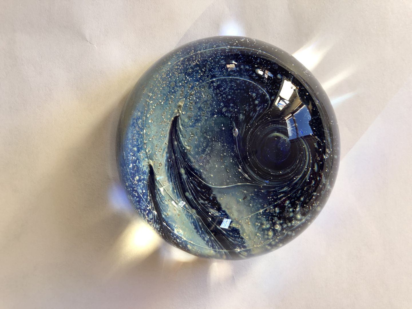 Customer photo review of Nightswirl Paperweight with Infused Cremation Ash
