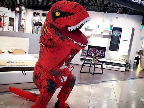 Customer photo review of Deguisement Dinosaure Gonflable T-Rex Rouge