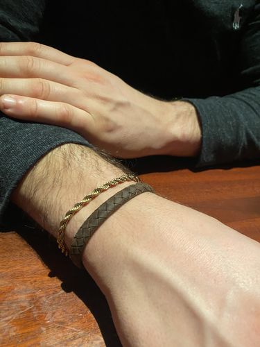 Customer photo review of 8mm Flat Italian Leather Engravable Bracelet